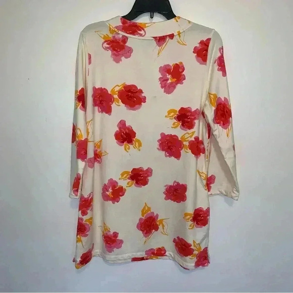 Women’s Lands End Floral Long Line Tunic Terry Cloth Lining Pockets Size M 10/12 - Picture 7 of 10